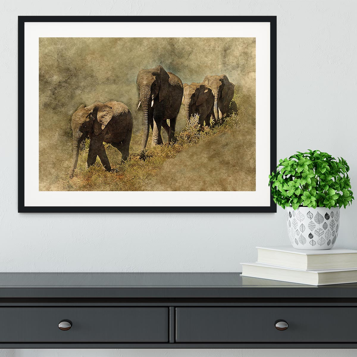 The Elephants March Framed Print - Canvas Art Rocks - 1