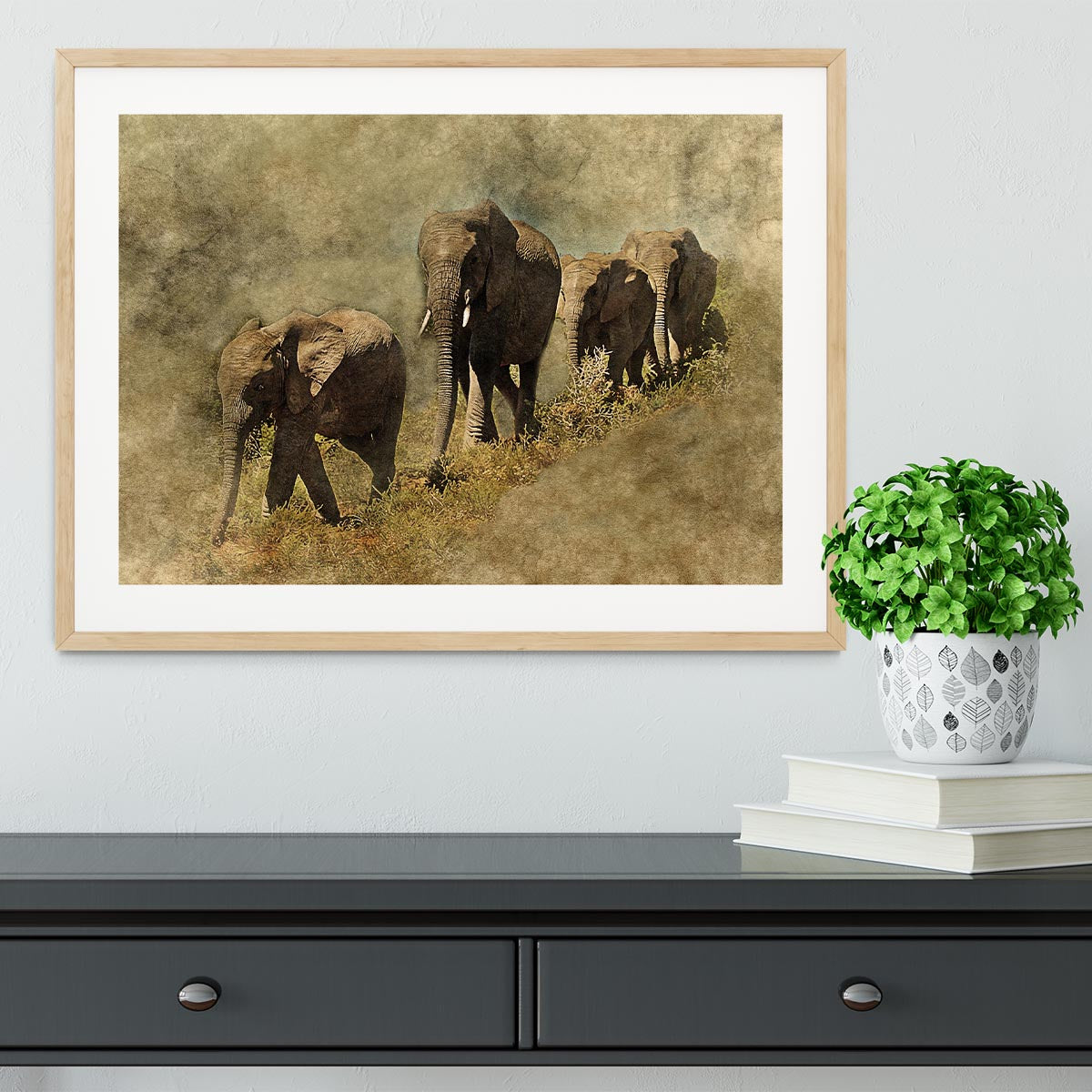 The Elephants March Framed Print - Canvas Art Rocks - 3