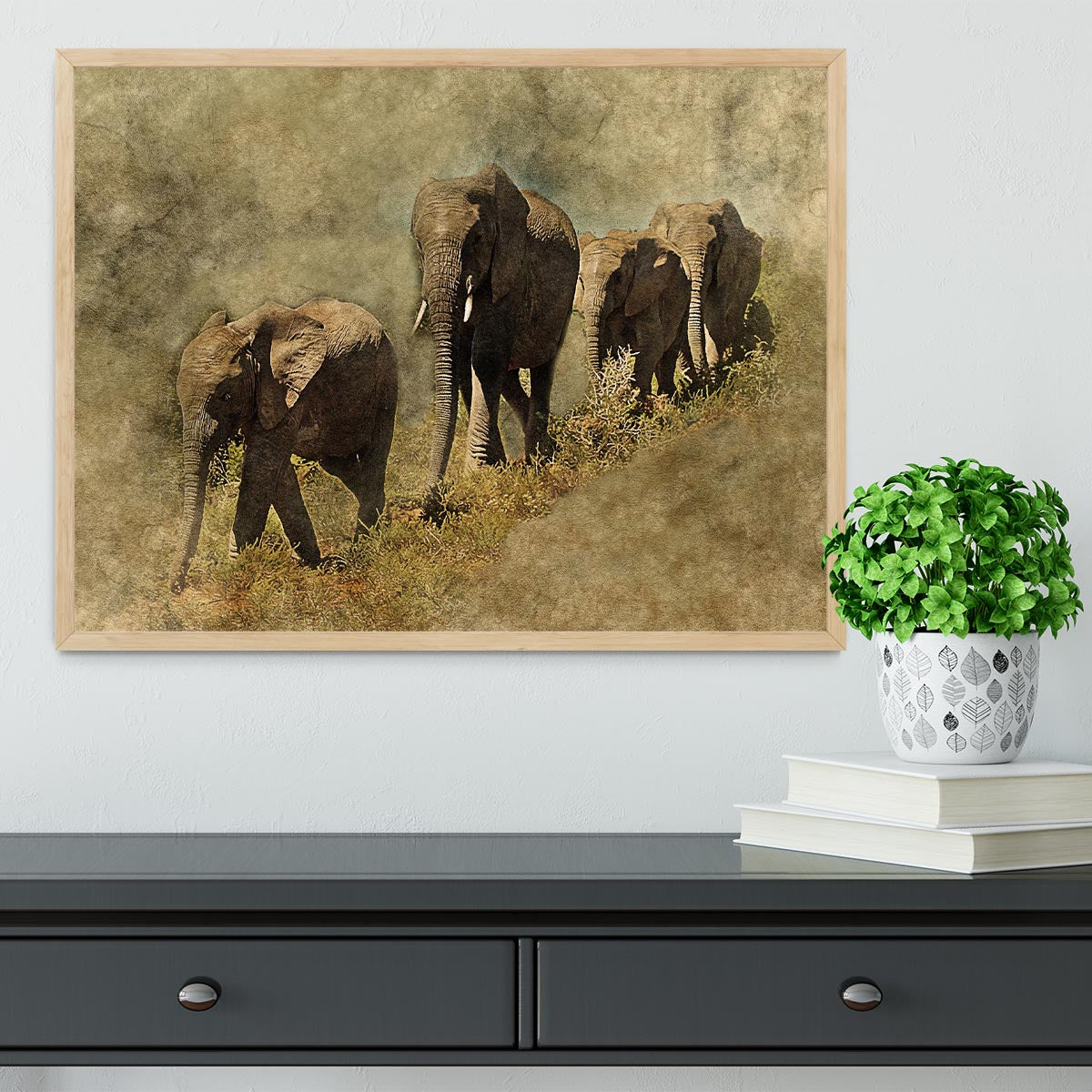 The Elephants March Framed Print - Canvas Art Rocks - 4