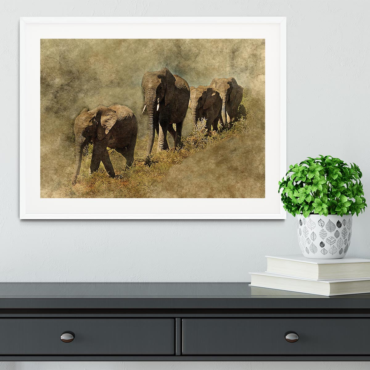 The Elephants March Framed Print - Canvas Art Rocks - 5