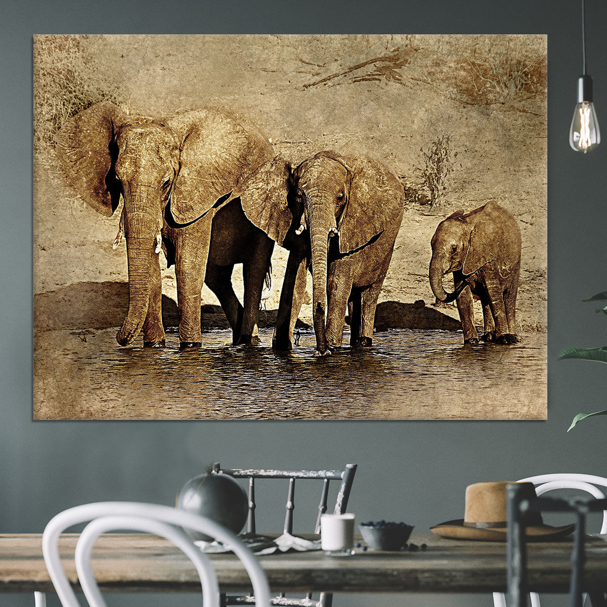 The Elephants March Version 2 Canvas Print or Poster - Canvas Art Rocks - 3