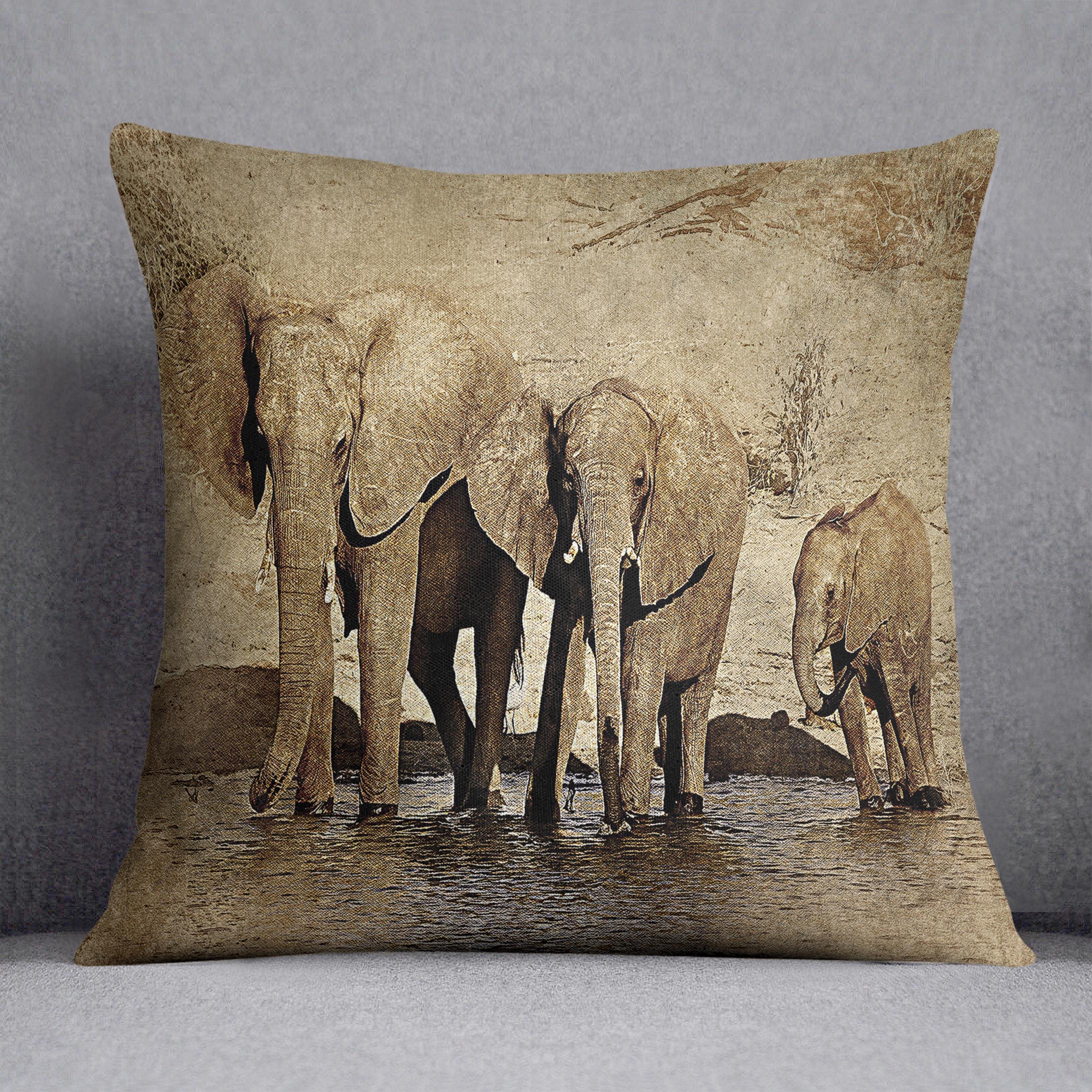 The Elephants March Version 2 Cushion