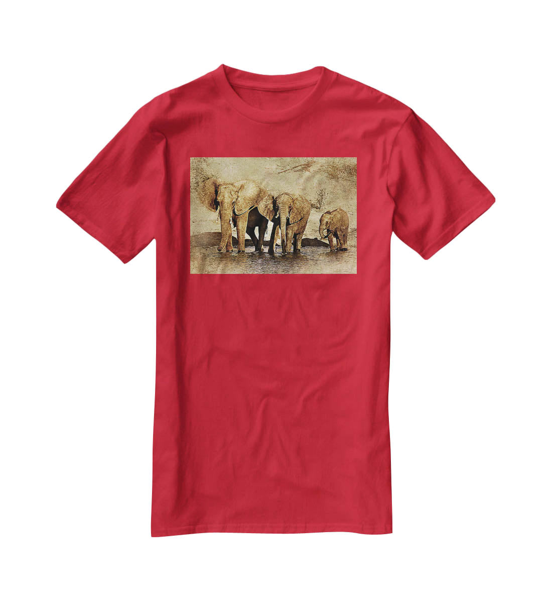 The Elephants March Version 2 T-Shirt - Canvas Art Rocks - 4