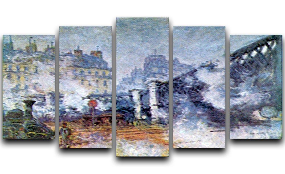 The Europe Bridge Saint Lazare station in Paris by Monet 5 Split Panel Canvas  - Canvas Art Rocks - 1