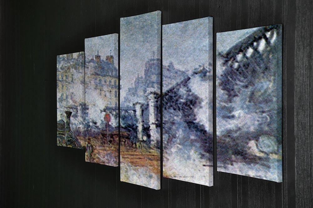 The Europe Bridge Saint Lazare station in Paris by Monet 5 Split Panel Canvas - Canvas Art Rocks - 2
