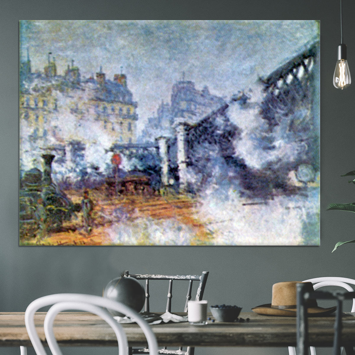 The Europe Bridge Saint Lazare station in Paris by Monet Canvas Print or Poster - Canvas Art Rocks - 3