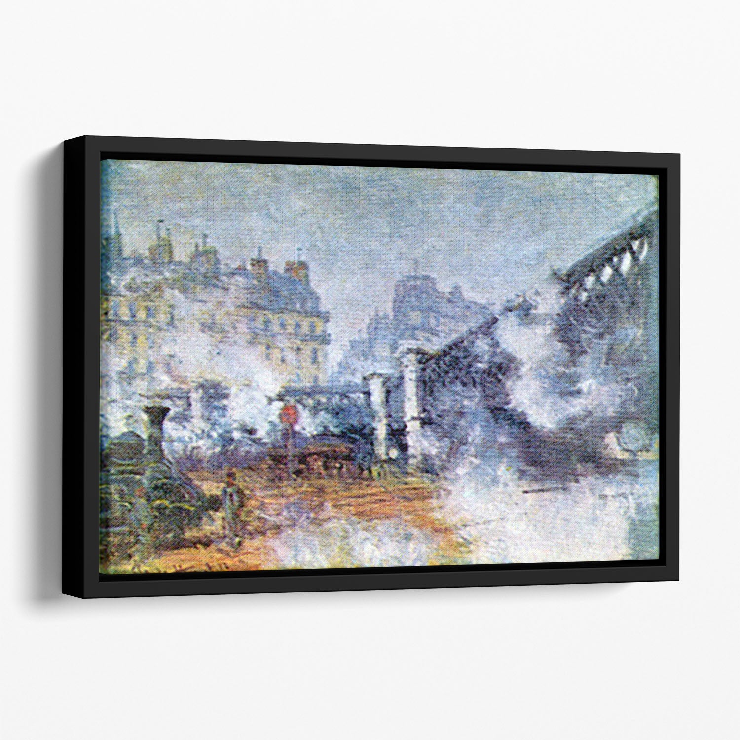 The Europe Bridge Saint Lazare station in Paris by Monet Floating Framed Canvas