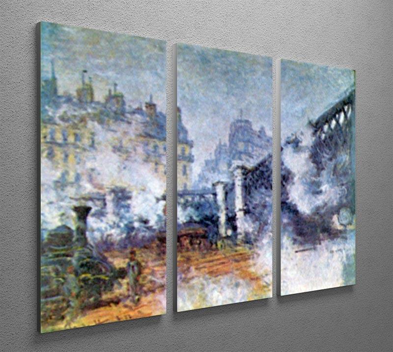 The Europe Bridge Saint Lazare station in Paris by Monet Split Panel Canvas Print - Canvas Art Rocks - 4