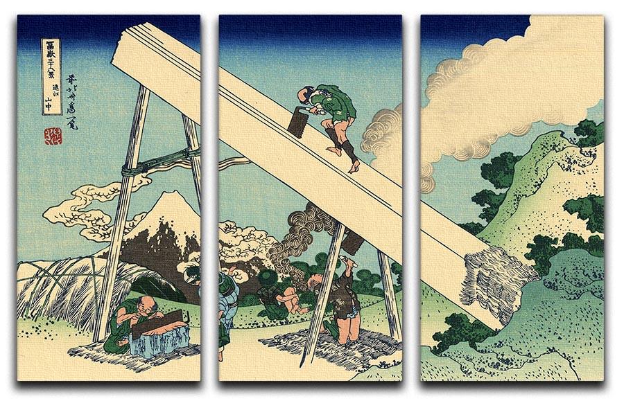 The Fuji from the mountains of Totomi by Hokusai 3 Split Panel Canvas Print - Canvas Art Rocks - 1
