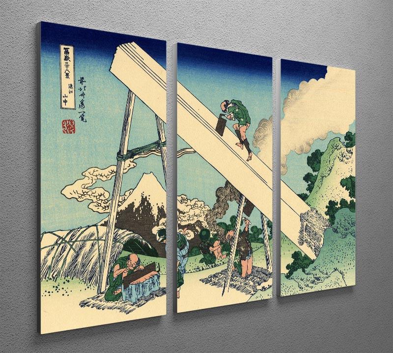 The Fuji from the mountains of Totomi by Hokusai 3 Split Panel Canvas Print - Canvas Art Rocks - 2