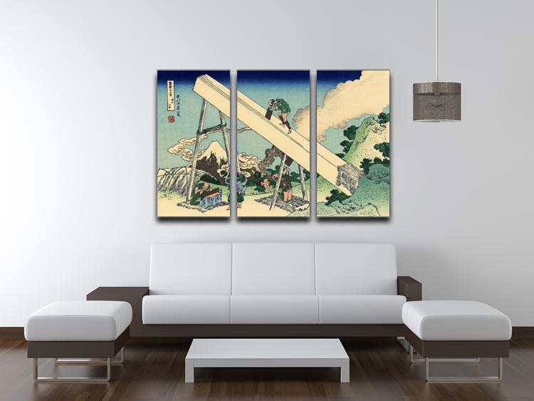 The Fuji from the mountains of Totomi by Hokusai 3 Split Panel Canvas Print - Canvas Art Rocks - 3