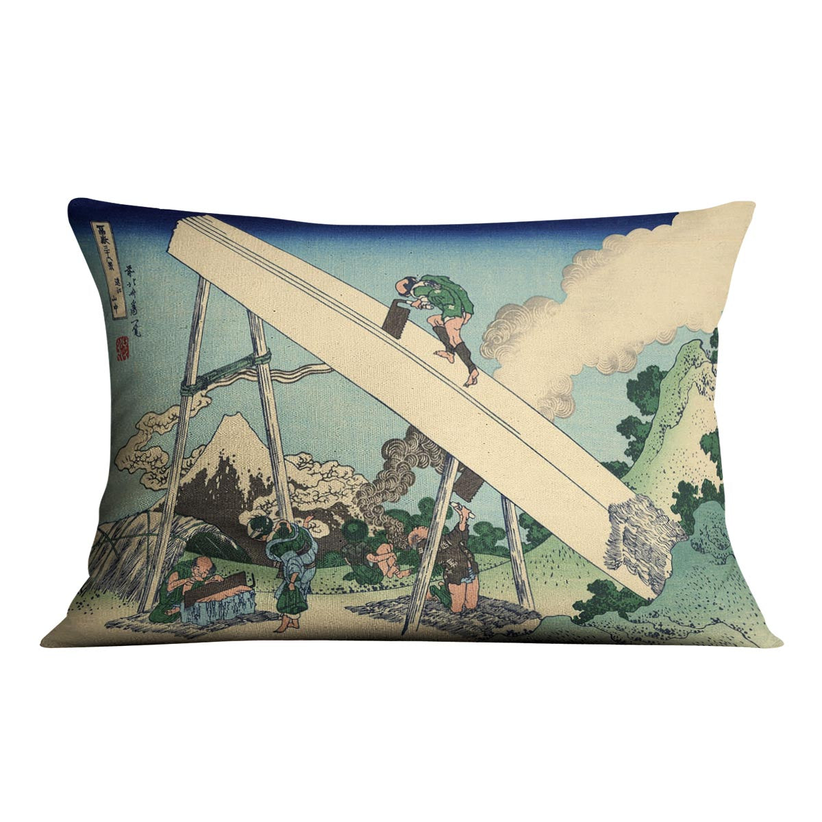 The Fuji from the mountains of Totomi by Hokusai Cushion