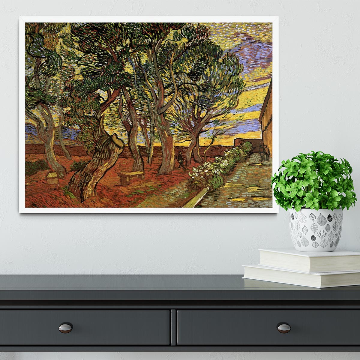 The Garden of Saint-Paul Hospital 4 by Van Gogh Framed Print - Canvas Art Rocks -6