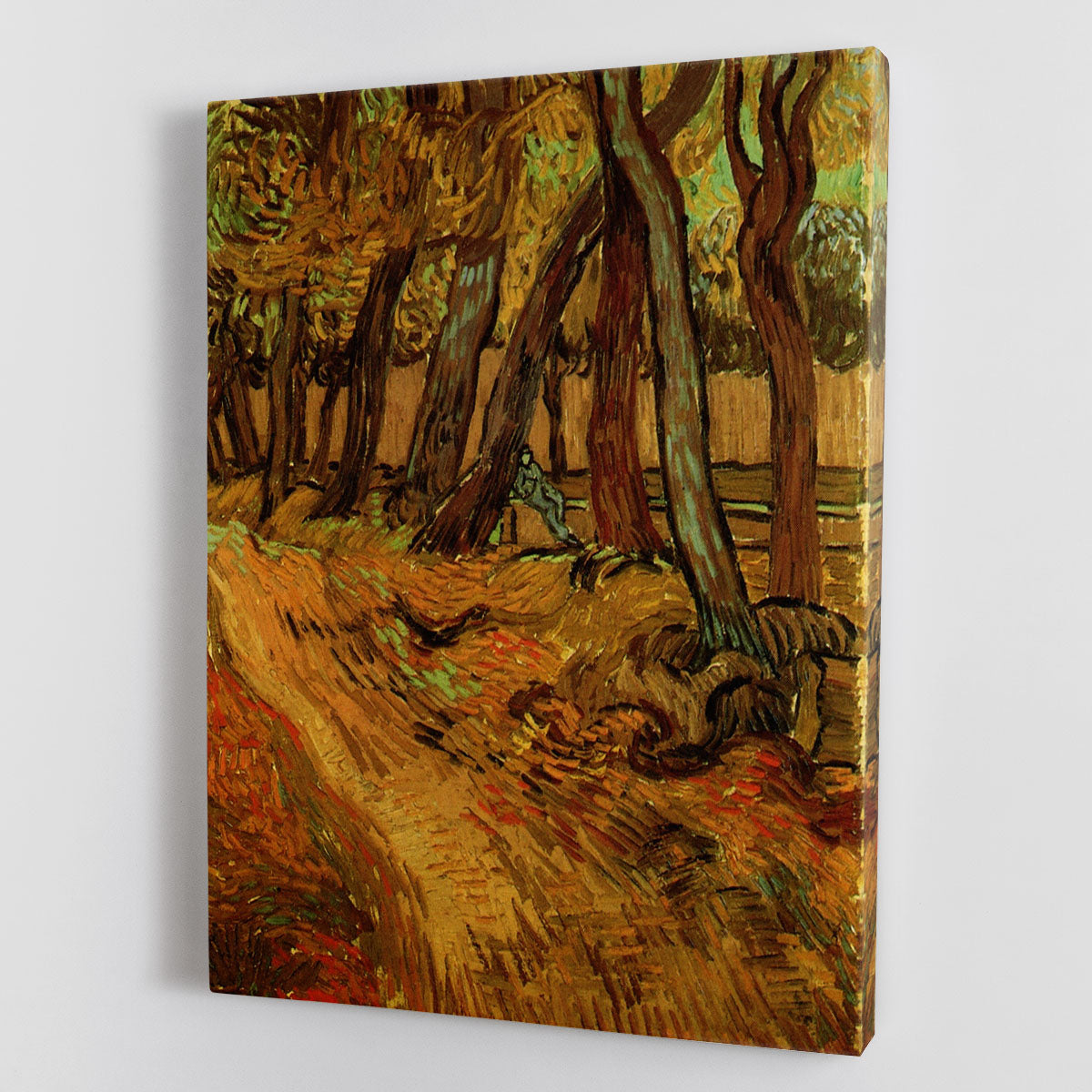 The Garden of Saint-Paul Hospital with Figure by Van Gogh Canvas Print or Poster - Canvas Art Rocks - 1