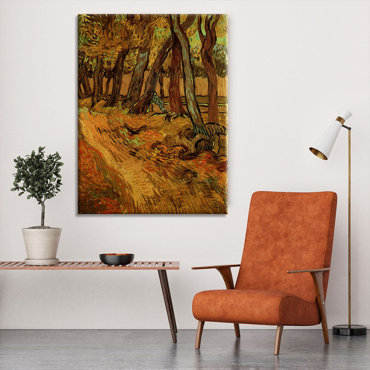 The Garden of Saint-Paul Hospital with Figure by Van Gogh Canvas Print or Poster - Canvas Art Rocks - 6
