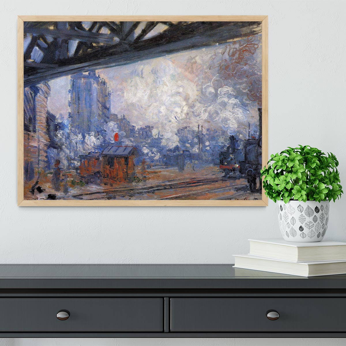 The Gare Saint Lazare by Monet Framed Print - Canvas Art Rocks - 4