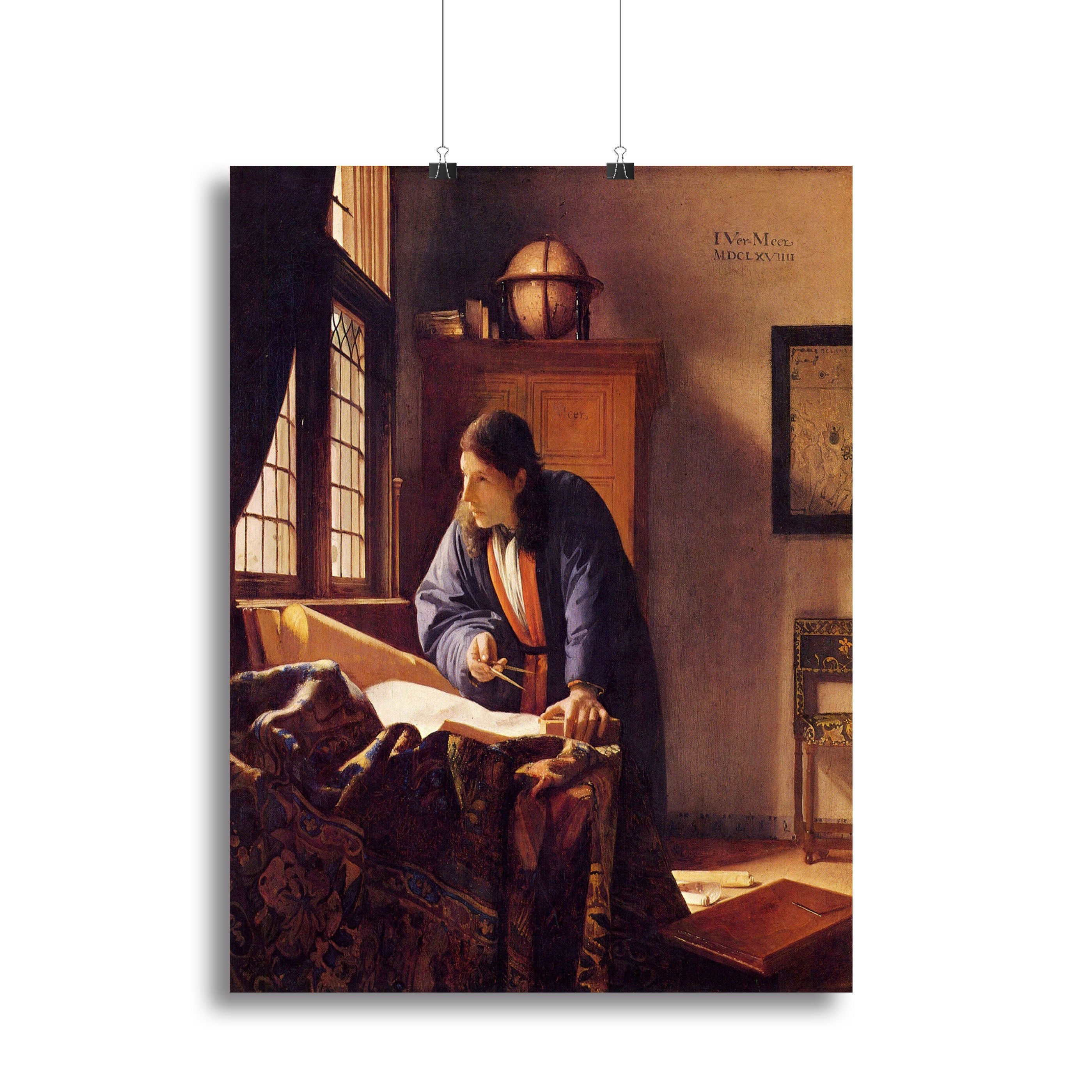 The Geographer by Vermeer Canvas Print or Poster - Canvas Art Rocks - 2