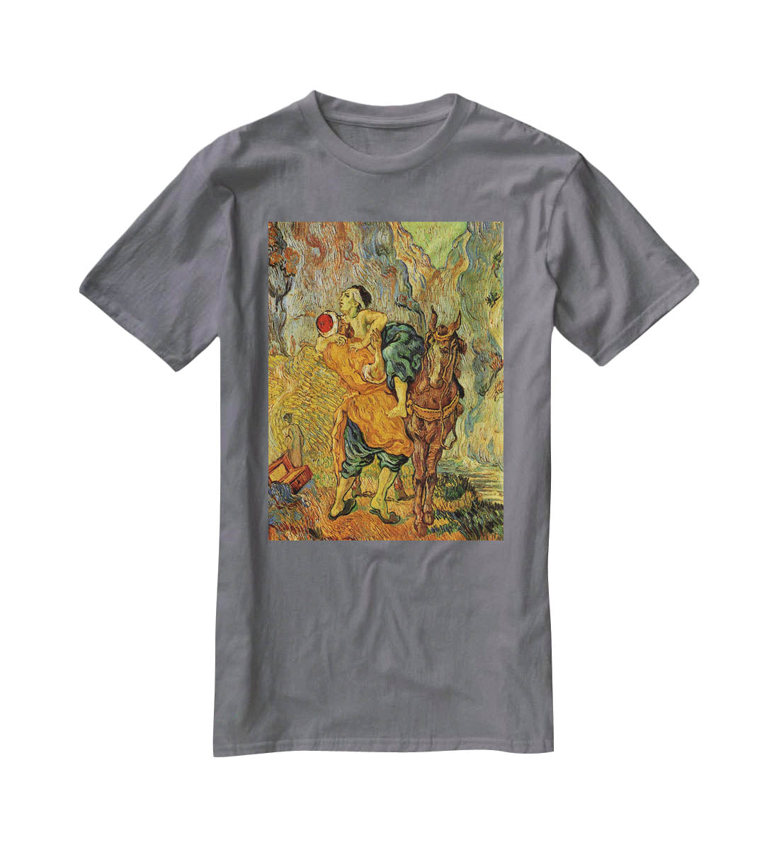 The Good Samaritan after Delacroix by Van Gogh T-Shirt - Canvas Art Rocks - 3
