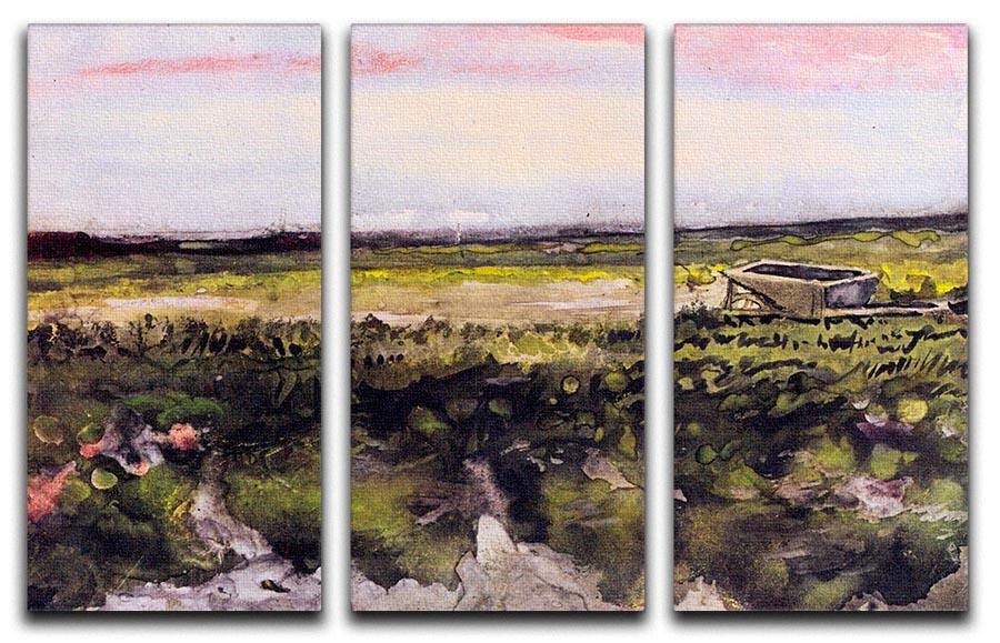 The Heath with a Wheelbarrow by Van Gogh 3 Split Panel Canvas Print - Canvas Art Rocks - 4