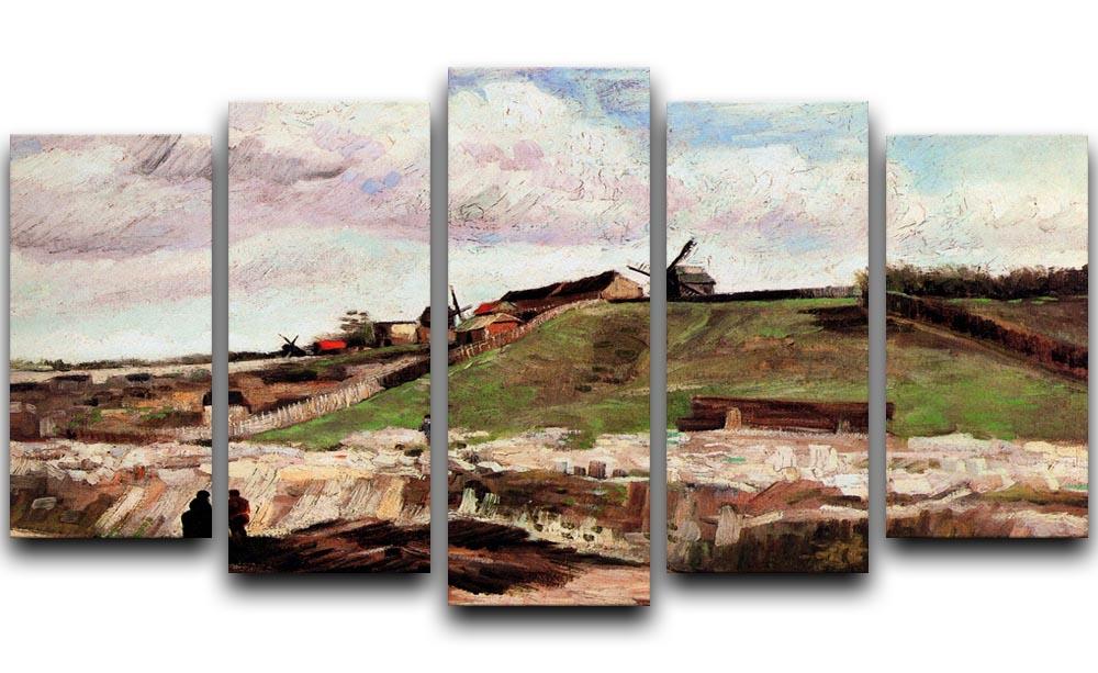 The Hill of Montmartre with Quarry by Van Gogh 5 Split Panel Canvas  - Canvas Art Rocks - 1