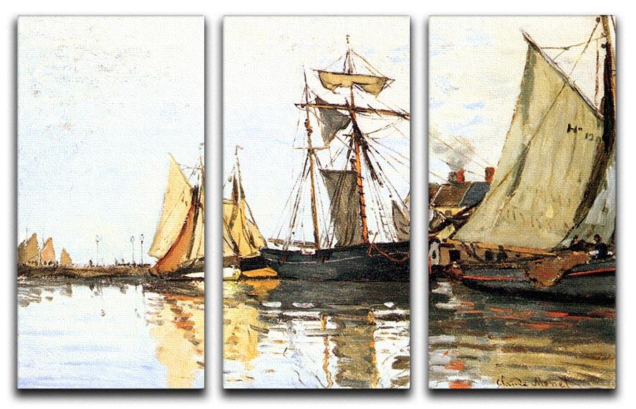 The Honfleur Port by Monet Split Panel Canvas Print - Canvas Art Rocks - 4