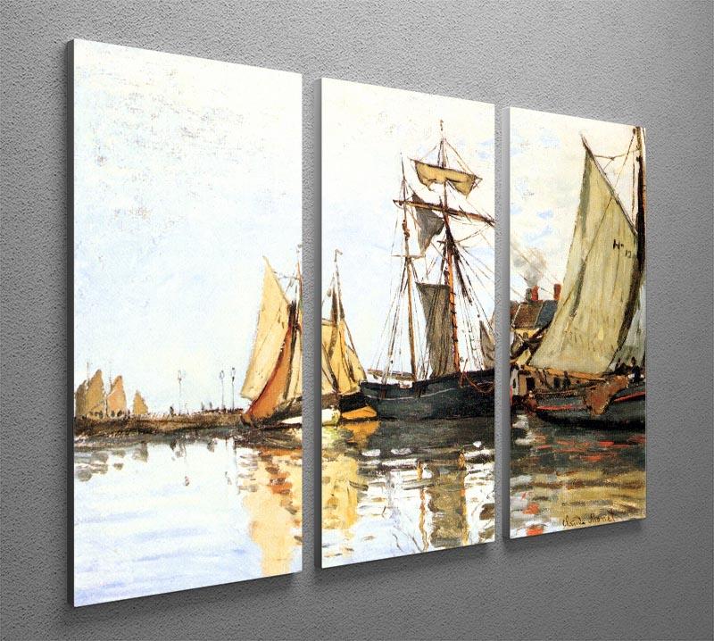 The Honfleur Port by Monet Split Panel Canvas Print - Canvas Art Rocks - 4