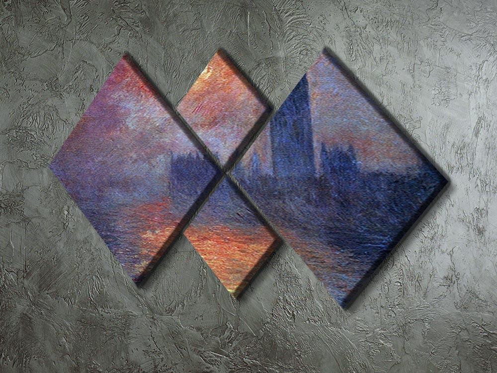 The Houses of Parliament Sunset by Monet 4 Square Multi Panel Canvas - Canvas Art Rocks - 2