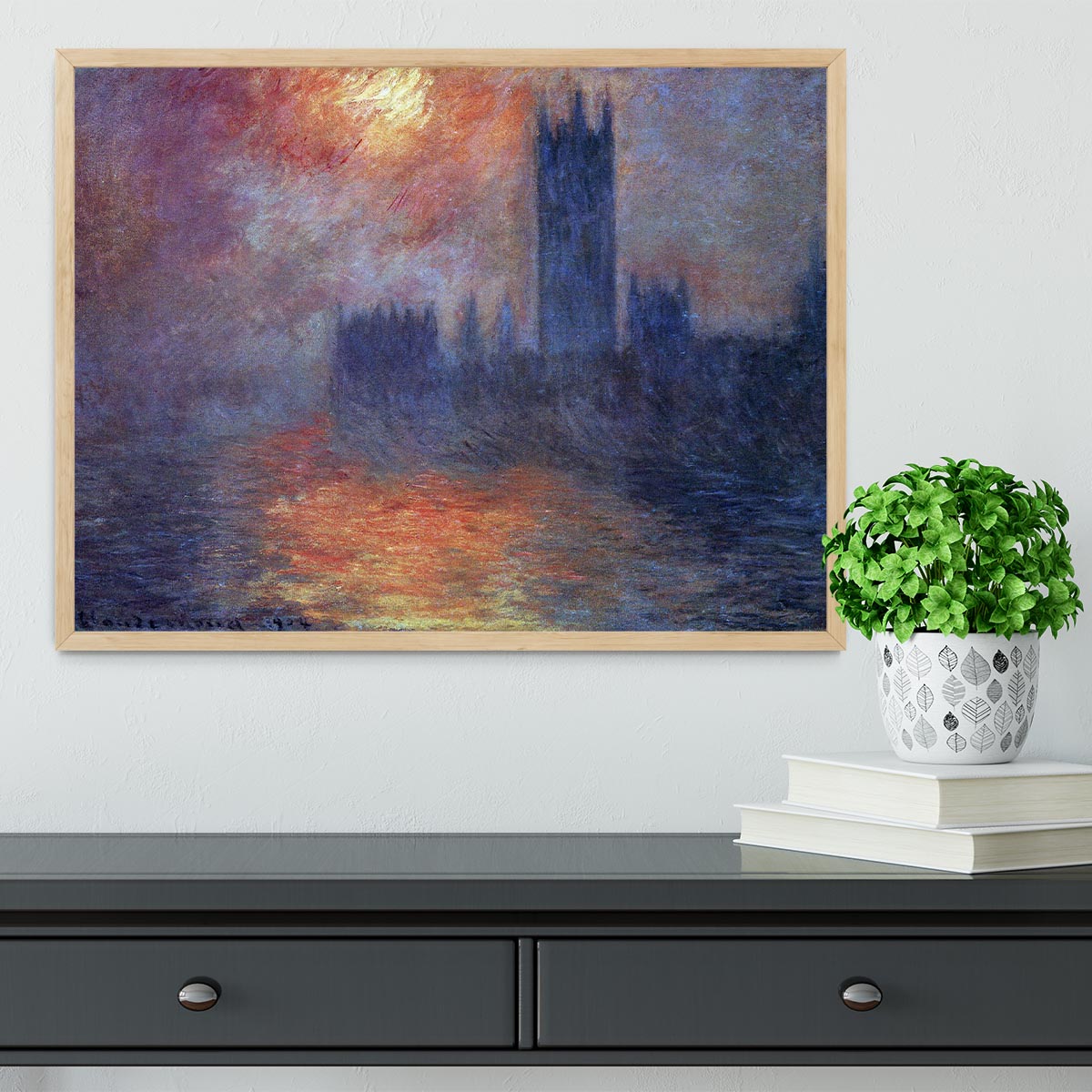 The Houses of Parliament Sunset by Monet Framed Print - Canvas Art Rocks - 4