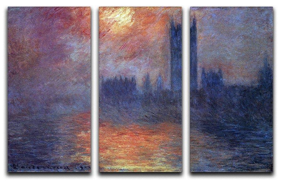 The Houses of Parliament Sunset by Monet Split Panel Canvas Print - Canvas Art Rocks - 4