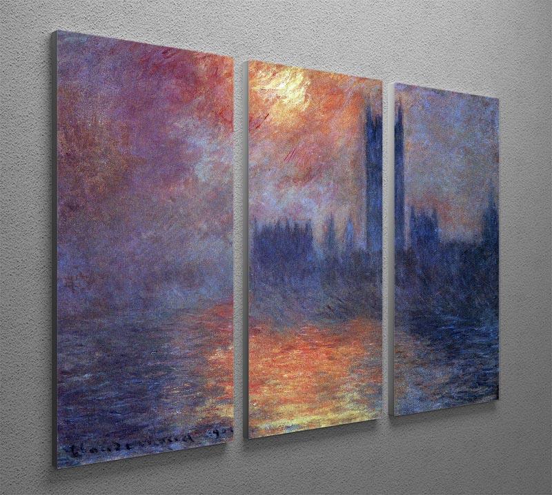 The Houses of Parliament Sunset by Monet Split Panel Canvas Print - Canvas Art Rocks - 4