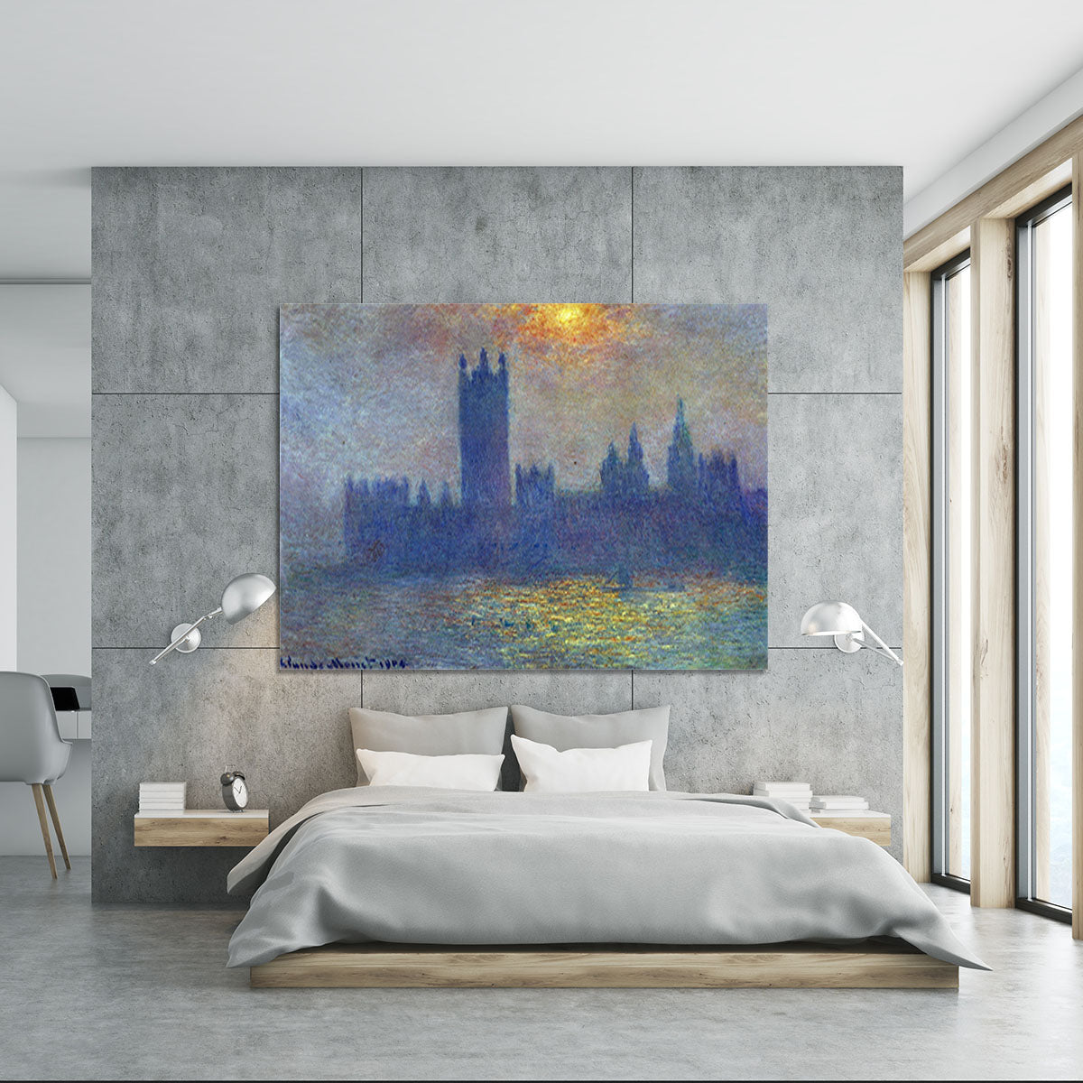 The Houses of Parliament sunlight in the fog by Monet Canvas Print or Poster - Canvas Art Rocks - 5