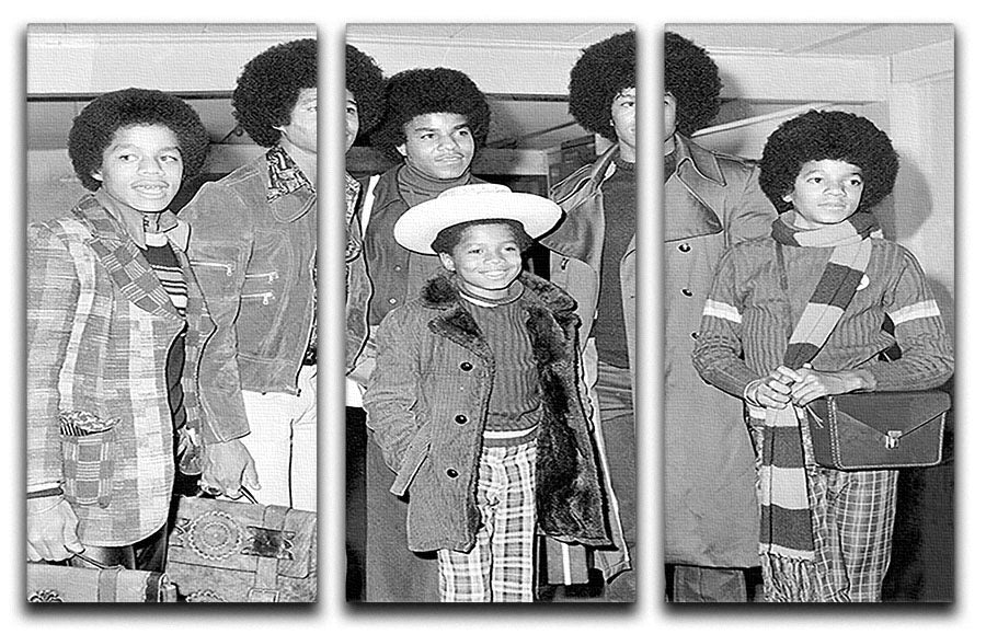 The Jackson Five Marlon Jackie Tito Jermaine Michael and in front 9 year old Randy 3 Split Panel Canvas Print - Canvas Art Rocks - 1