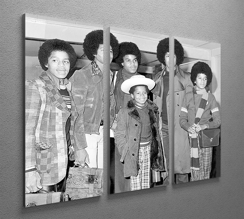 The Jackson Five Marlon Jackie Tito Jermaine Michael and in front 9 year old Randy 3 Split Panel Canvas Print - Canvas Art Rocks - 2
