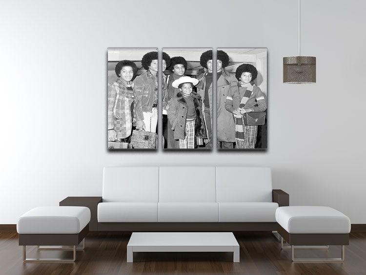 The Jackson Five Marlon Jackie Tito Jermaine Michael and in front 9 year old Randy 3 Split Panel Canvas Print - Canvas Art Rocks - 3
