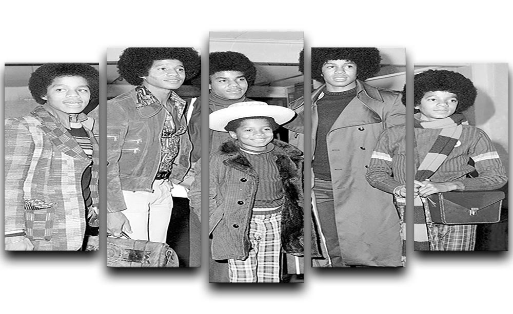 The Jackson Five Marlon Jackie Tito Jermaine Michael and in front 9 year old Randy 5 Split Panel Canvas - Canvas Art Rocks - 1
