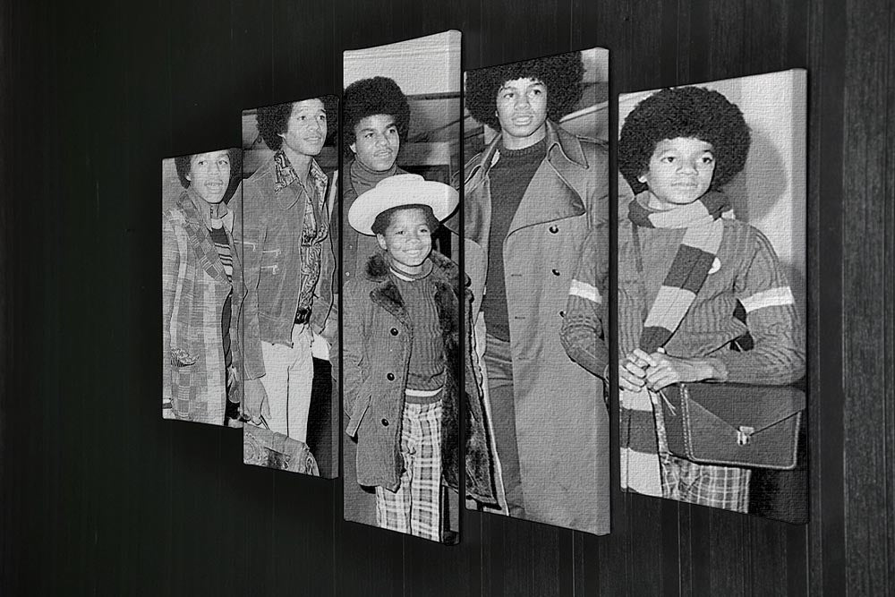 The Jackson Five Marlon Jackie Tito Jermaine Michael and in front 9 year old Randy 5 Split Panel Canvas - Canvas Art Rocks - 2