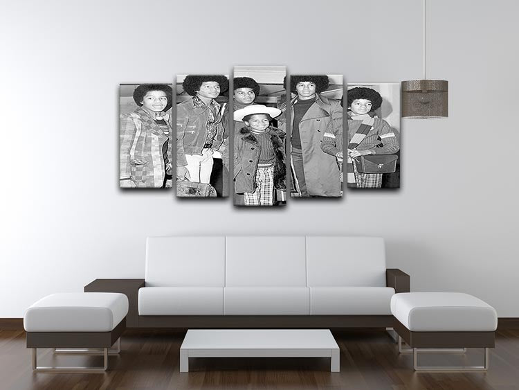 The Jackson Five Marlon Jackie Tito Jermaine Michael and in front 9 year old Randy 5 Split Panel Canvas - Canvas Art Rocks - 3