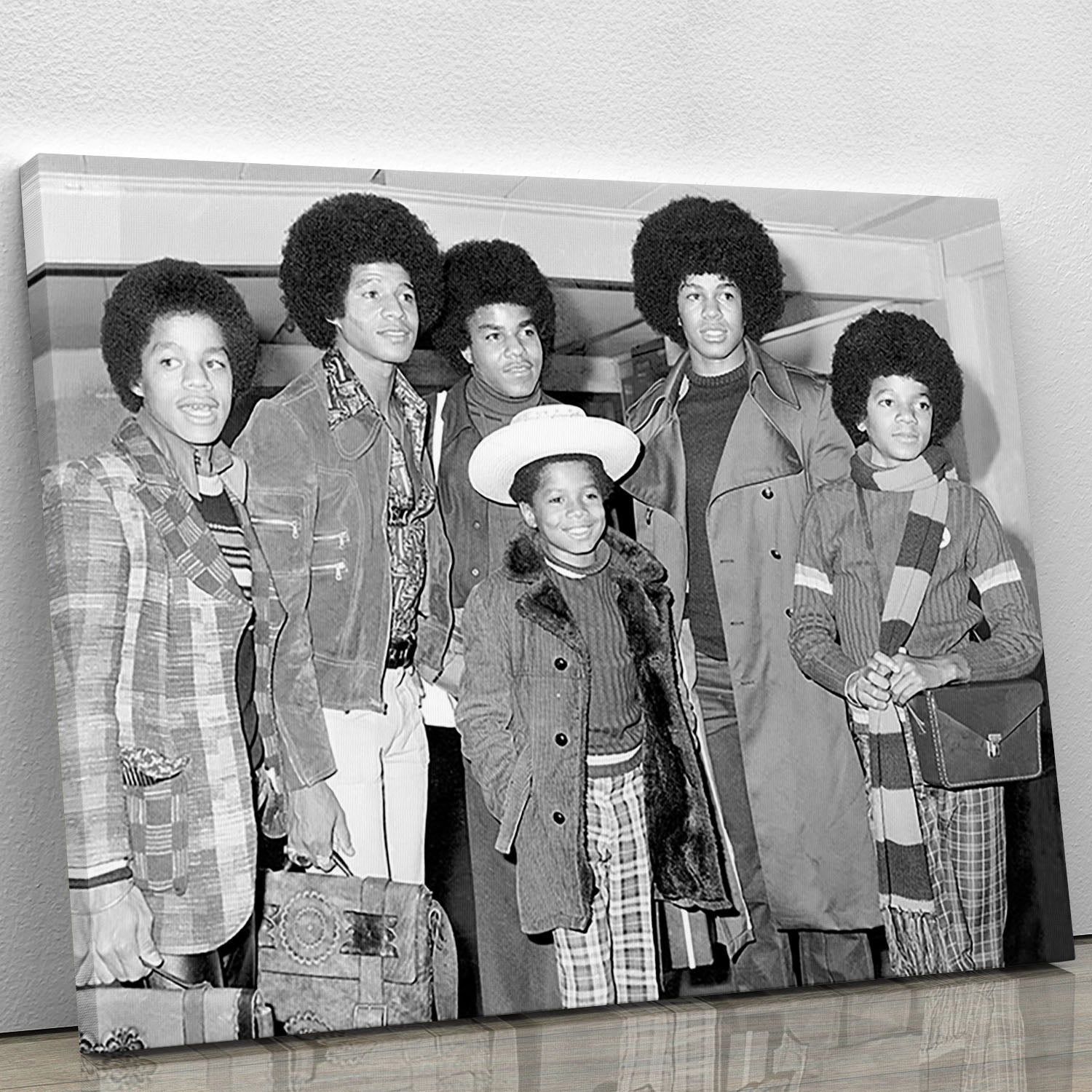 The Jackson Five Marlon Jackie Tito Jermaine Michael and in front 9 year old Randy Canvas Print or Poster - Canvas Art Rocks - 1