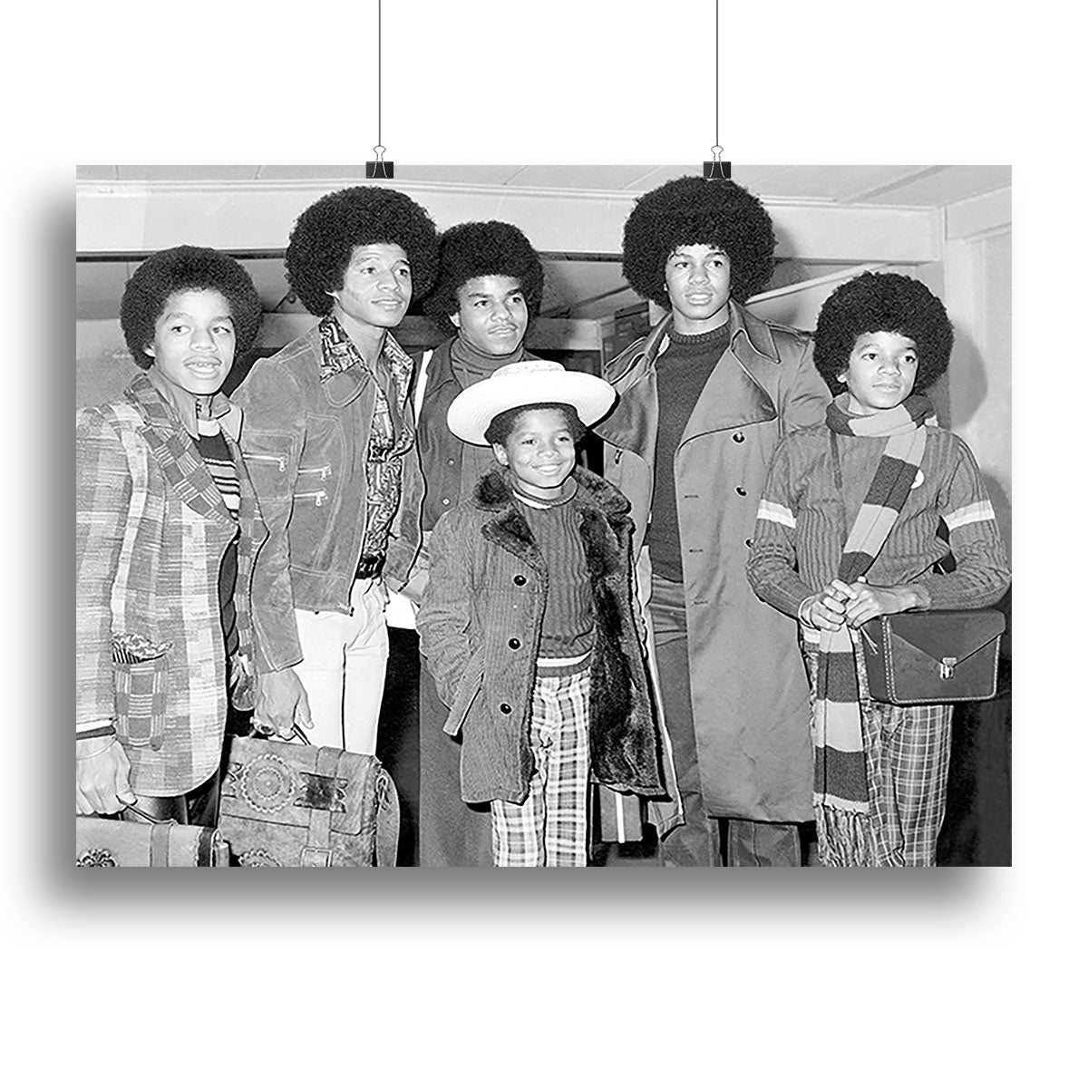 The Jackson Five Marlon Jackie Tito Jermaine Michael and in front 9 year old Randy Canvas Print or Poster - Canvas Art Rocks - 2