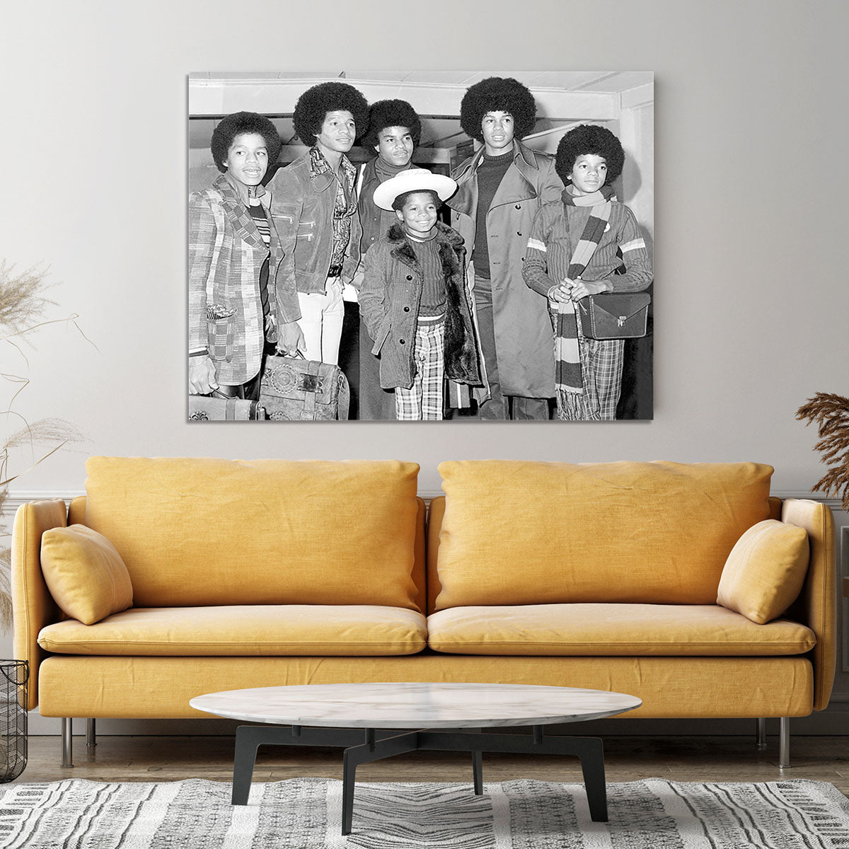 The Jackson Five Marlon Jackie Tito Jermaine Michael and in front 9 year old Randy Canvas Print or Poster - Canvas Art Rocks - 4