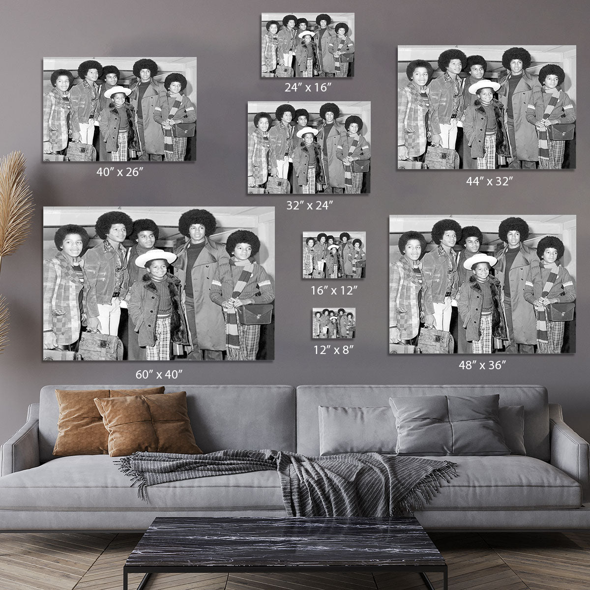The Jackson Five Marlon Jackie Tito Jermaine Michael and in front 9 year old Randy Canvas Print or Poster - Canvas Art Rocks - 7