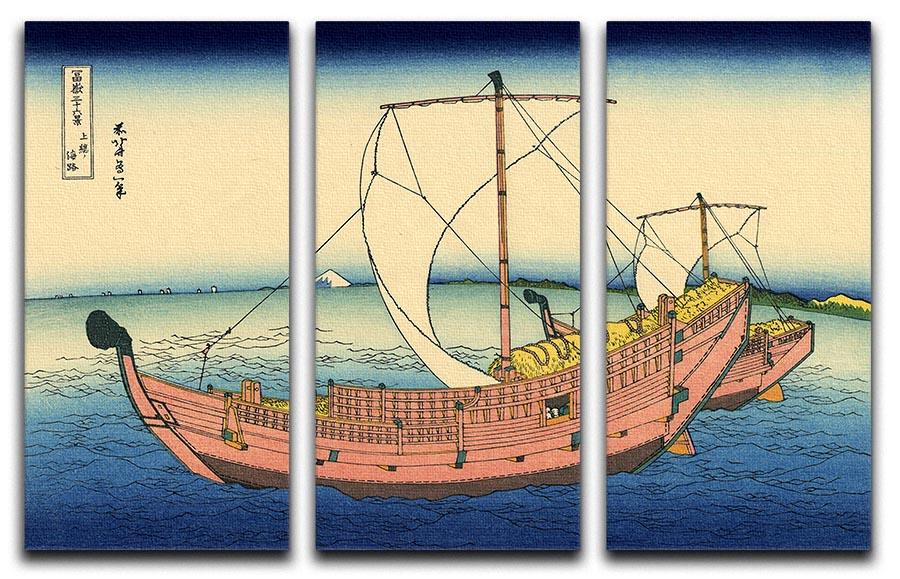 The Kazusa sea route by Hokusai 3 Split Panel Canvas Print - Canvas Art Rocks - 1