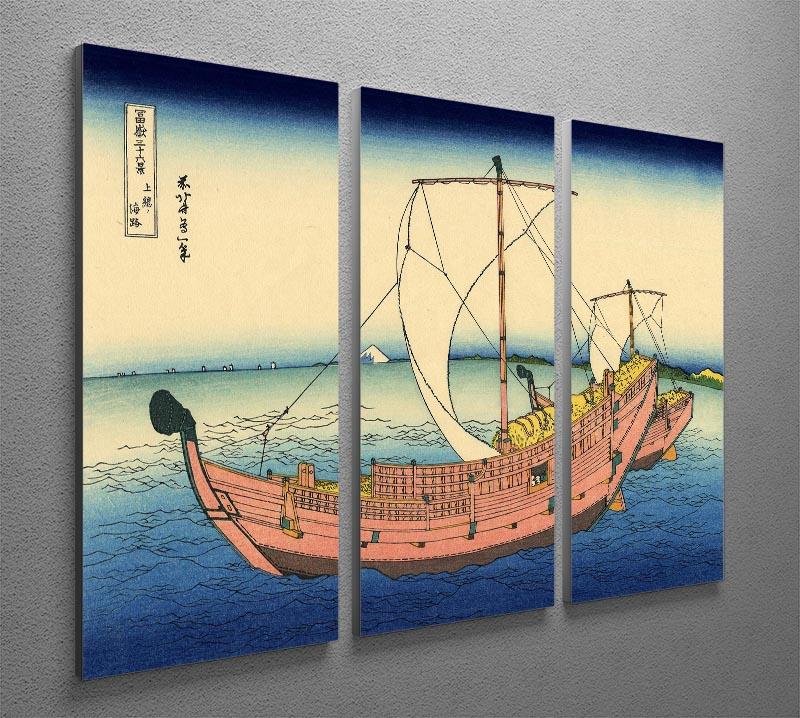 The Kazusa sea route by Hokusai 3 Split Panel Canvas Print - Canvas Art Rocks - 2