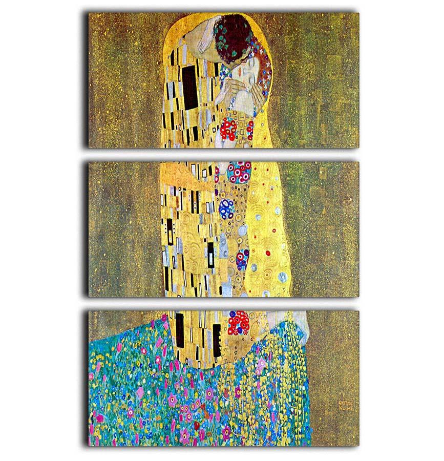 The Kiss 2 by Klimt 3 Split Panel Canvas Print - Canvas Art Rocks - 1