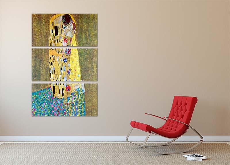 The Kiss 2 by Klimt 3 Split Panel Canvas Print - Canvas Art Rocks - 2