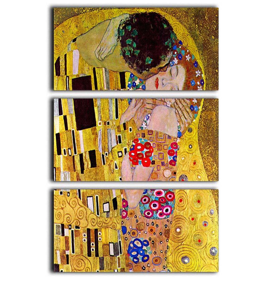 The Kiss by Klimt 3 Split Panel Canvas Print - Canvas Art Rocks - 1