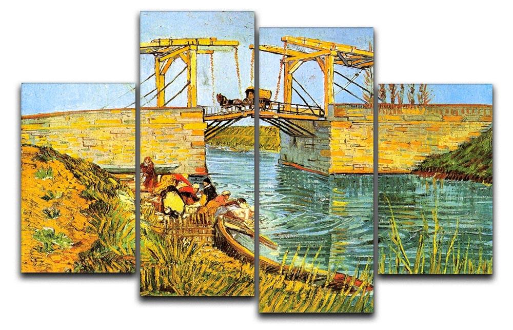 The Langlois Bridge at Arles by Van Gogh 4 Split Panel Canvas  - Canvas Art Rocks - 1