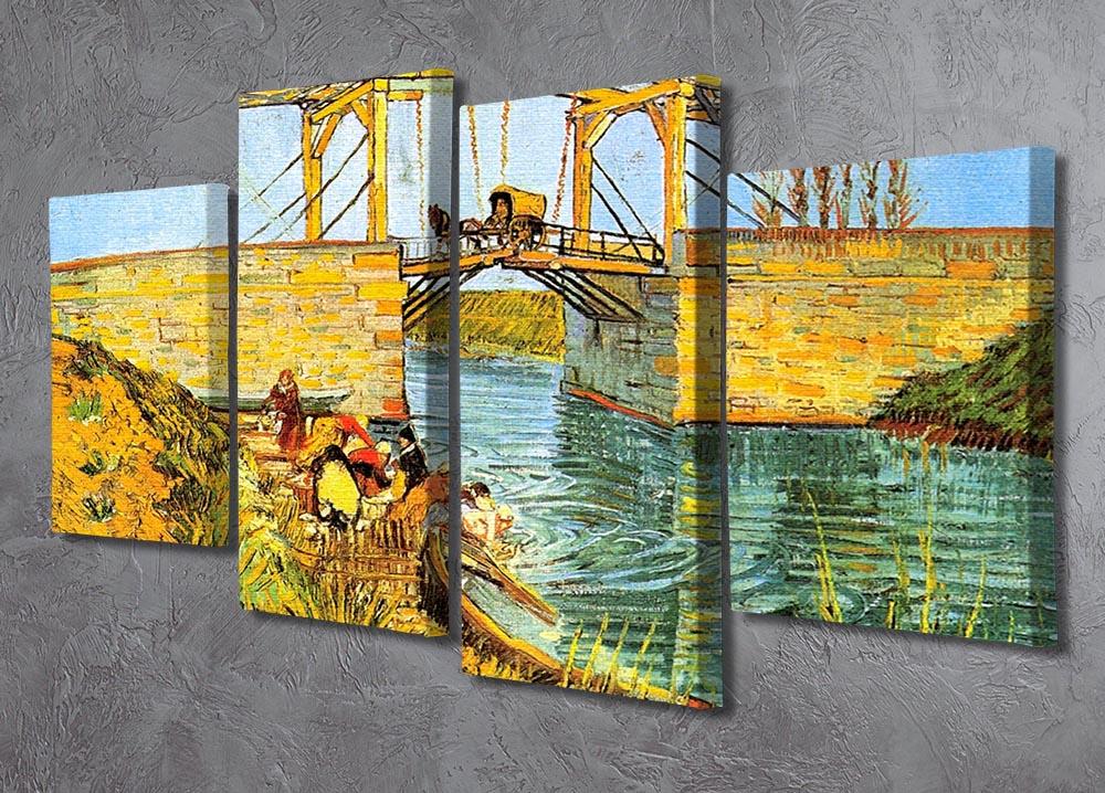 The Langlois Bridge at Arles by Van Gogh 4 Split Panel Canvas - Canvas Art Rocks - 2