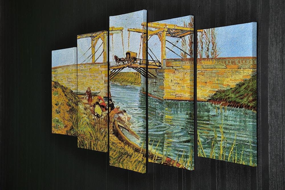 The Langlois Bridge at Arles by Van Gogh 5 Split Panel Canvas - Canvas Art Rocks - 2