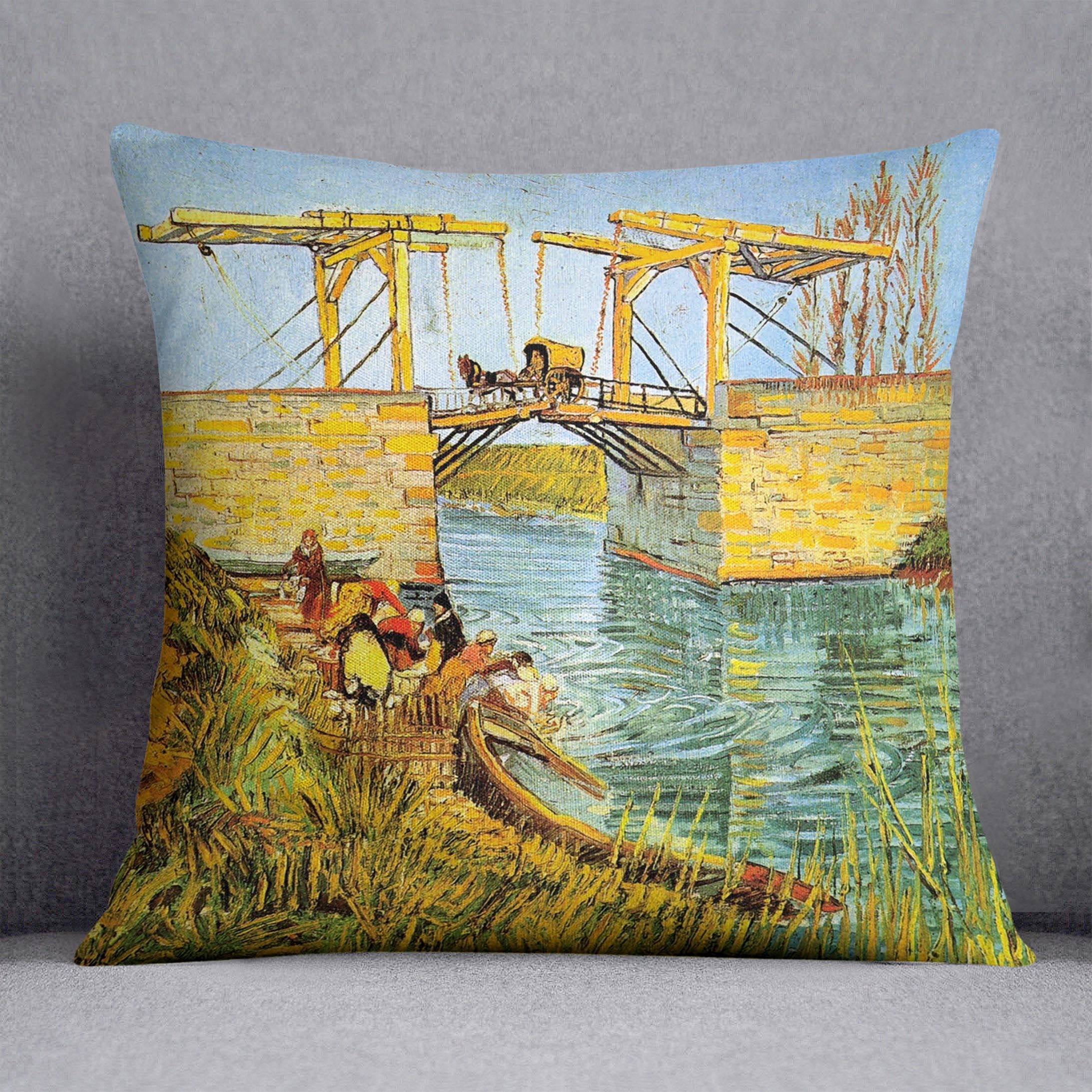 The Langlois Bridge at Arles by Van Gogh Cushion